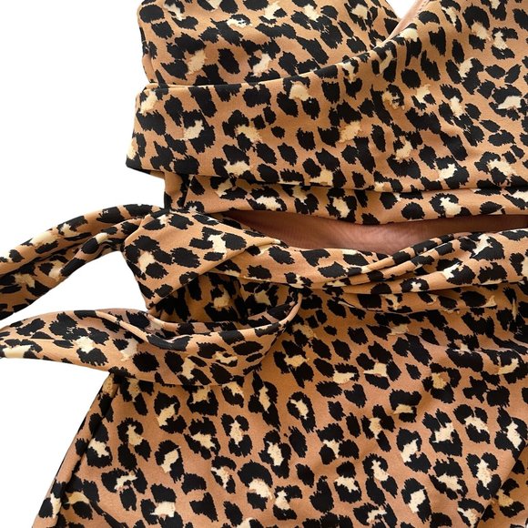 NWT Aerie Leopard Wrap One Piece Swimsuit Size Medium - Picture 5 of 14